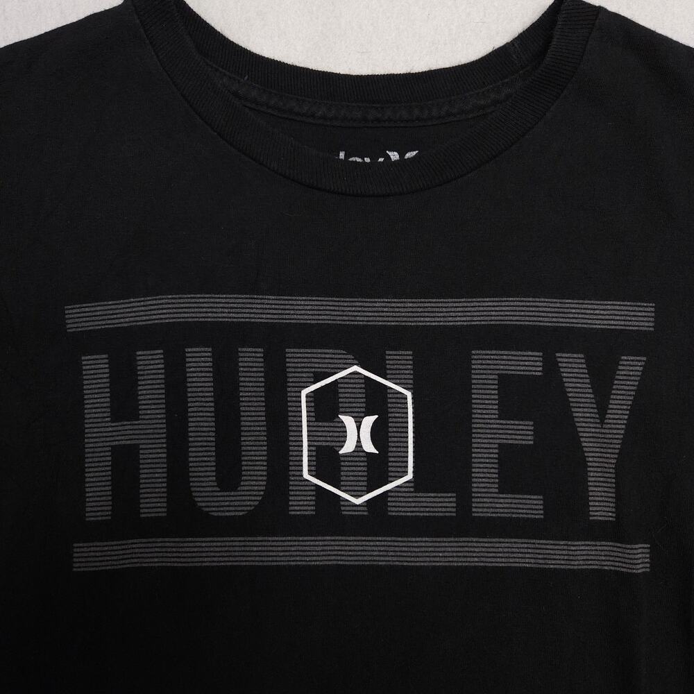 Hurley Casual Crew Neck Short Sleeve Graphic Shirt Mens Size Small S Black Gray